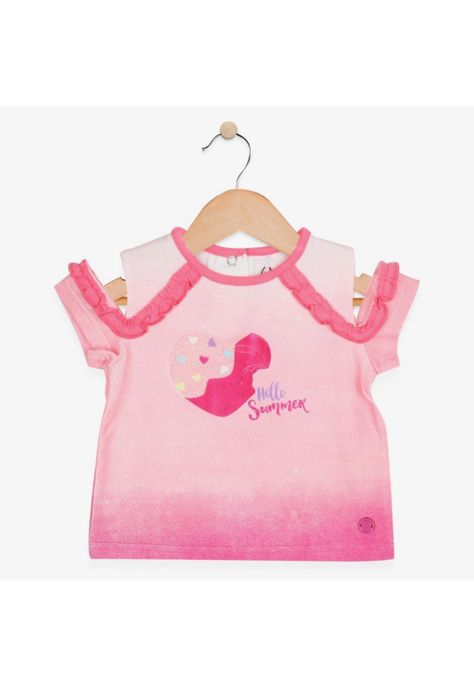 Polera Bebe Algodón Verano Niña Rojo-0