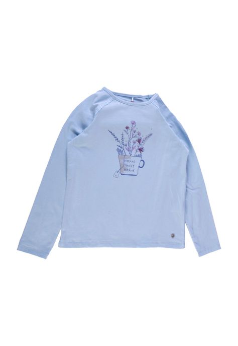 Polera Manga Larga Niña Celeste Pillin-0