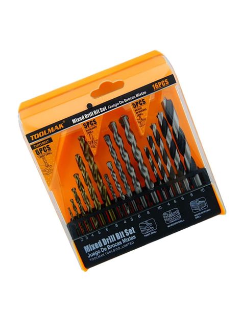 Brocas P/ Madera Cemento Metal 16 Piezas Tmk19937-1