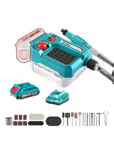 Mini Torno Herramienta Multiuso+40 Acc 20v Bat+ Carg Total-0