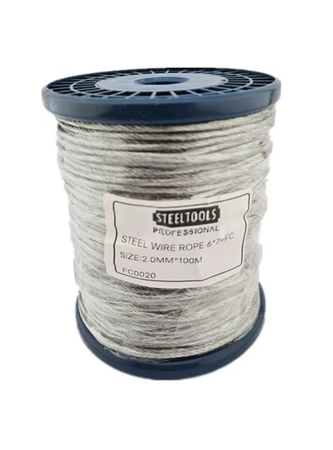 Piola Cable Acero 2.0 Mm Rollo 100 Mts Galvanizado-0