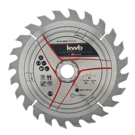 Disco Banco Sierra 250x30mm 24 Dientes Kwb 589341-0