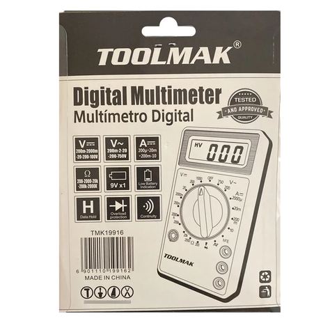 Multimetro Multitester Digital Toolmak Tmk19916-1