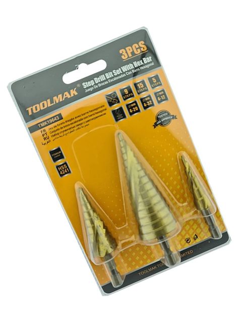 Set Broca Escalonada Barra Hexagonal 3 Piezas Tmk-1