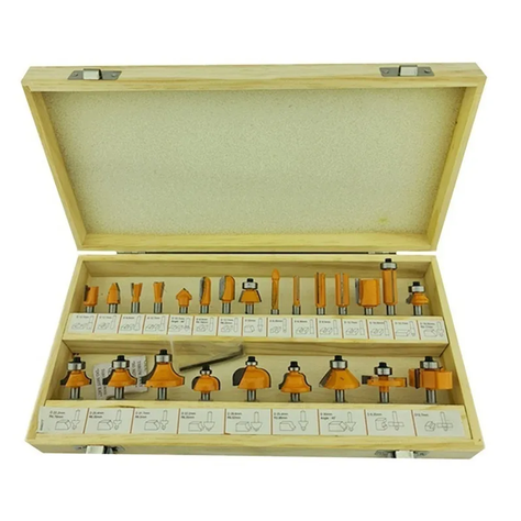 Fresas Madera 1/4 6.35mm Tupi Fresadora 24pcs Crow-0