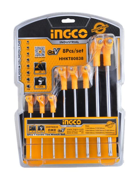 Set Juego Llaves Allen Torx C/mango T 8 Pcs Ingco Hhkt80838-1