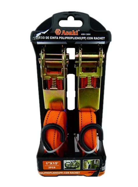 Set 2 Eslinga Cinta Amarre Ratchet 1pulgx15ft Ask-0