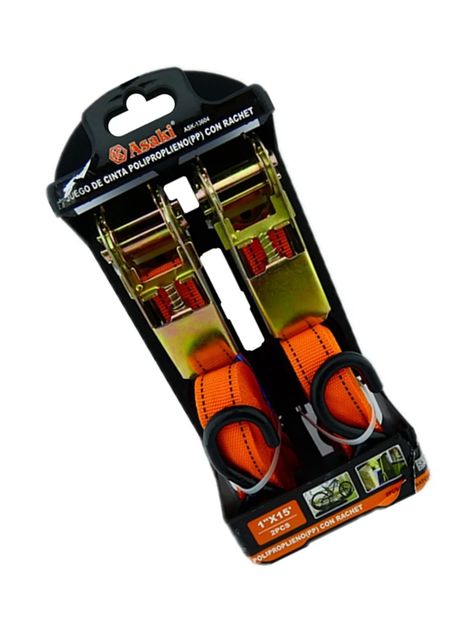 Set 2 Eslinga Cinta Amarre Ratchet 1pulgx15ft Ask-1