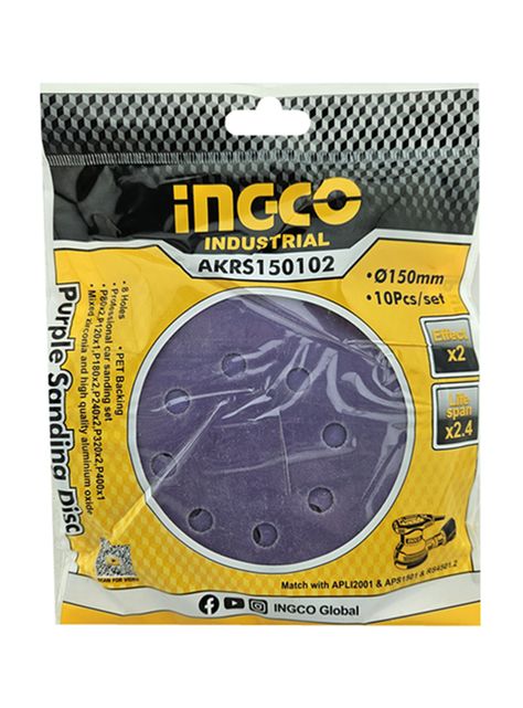 10 Disco Lija Zirconio 150mm Velcro Grano Variado Akrs150102  -0
