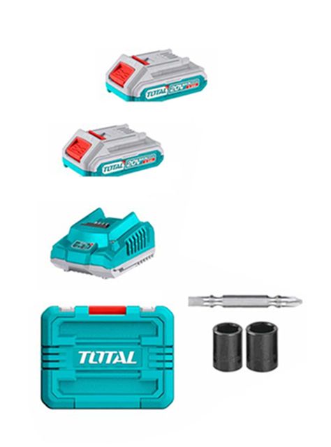Kit Llave Impacto+ Taladro Atornillador 20v 2bat+ Carg Total-2