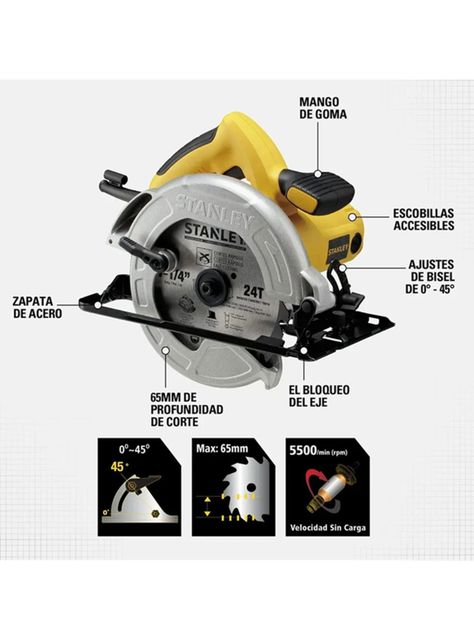 Sierra Circular 1600w 7 1/4 PuLG 184mm Stanley-2
