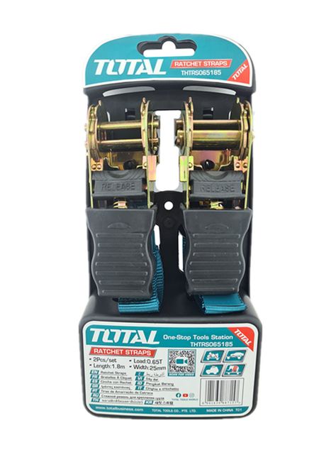 Juego 2 Eslinga Cinta Amarre Con Ratchet 1.8m X 25mm Total-0