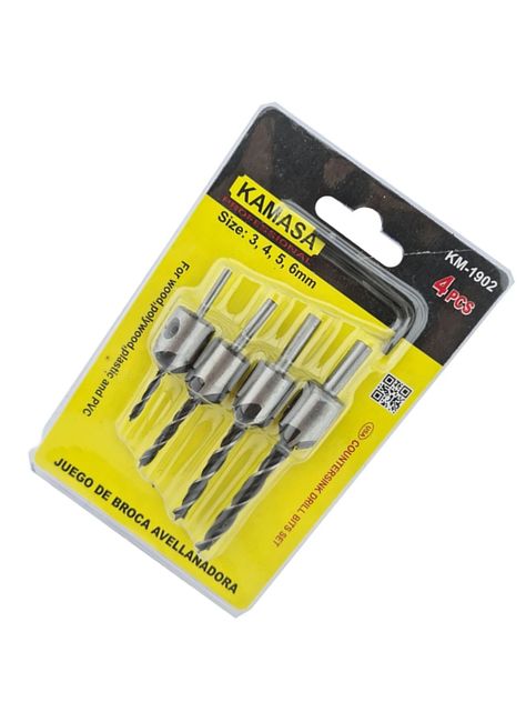 Brocas Avellanadoras Madera Pvc Taladro 4 Pcs Km-2