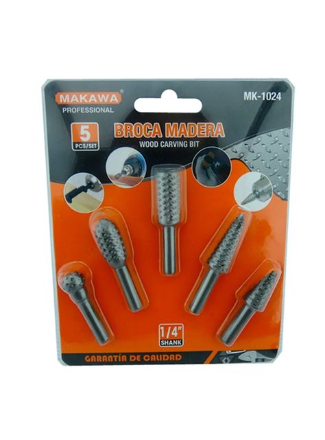 Brocas Madera Escofina Rotativa 1/4 5 Piezas Mk-0