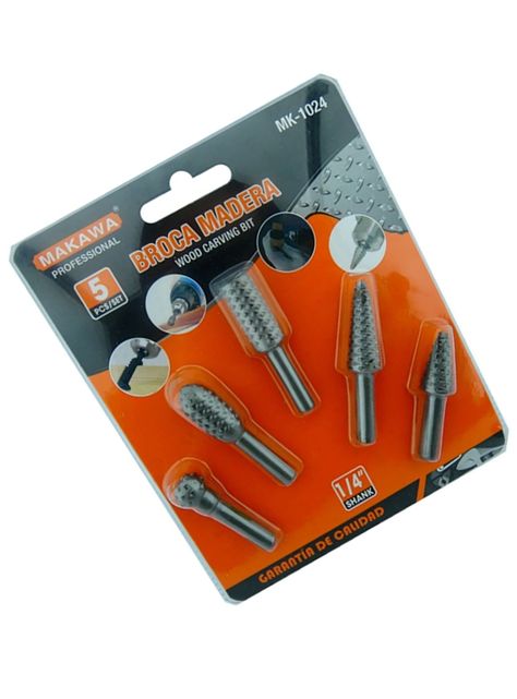 Brocas Madera Escofina Rotativa 1/4 5 Piezas Mk-1