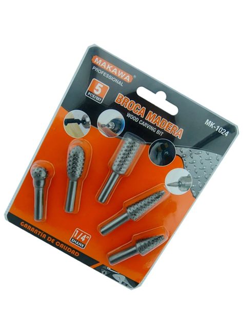 Brocas Madera Escofina Rotativa 1/4 5 Piezas Mk-2