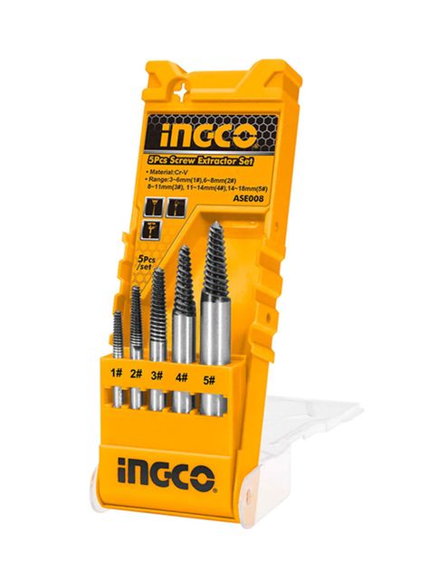Extractor Tornillo Pernos Cortados 5 Piezas Ingco-0