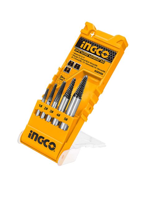 Extractor Tornillo Pernos Cortados 5 Piezas Ingco-1