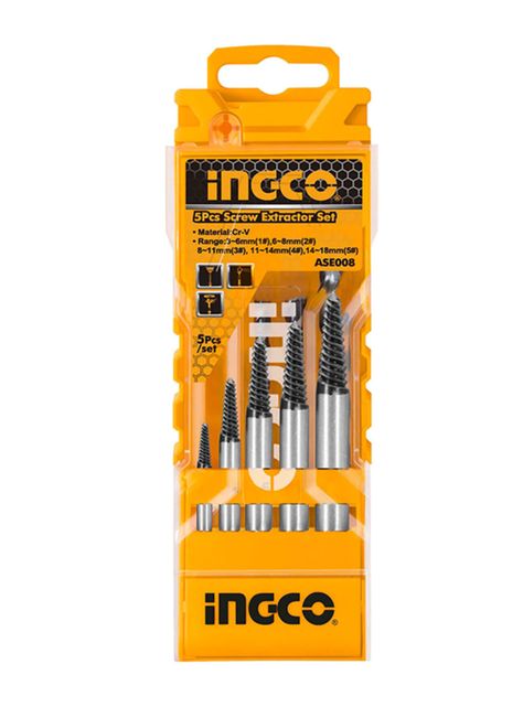 Extractor Tornillo Pernos Cortados 5 Piezas Ingco-2