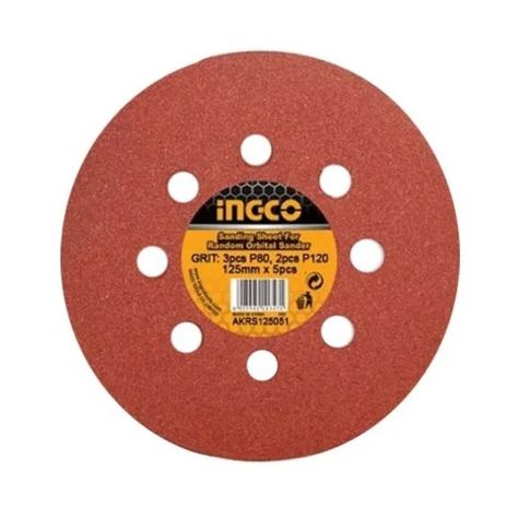 5 Disco Lija Para Pulir 125mm Velcro Grano Variado Ingco-0