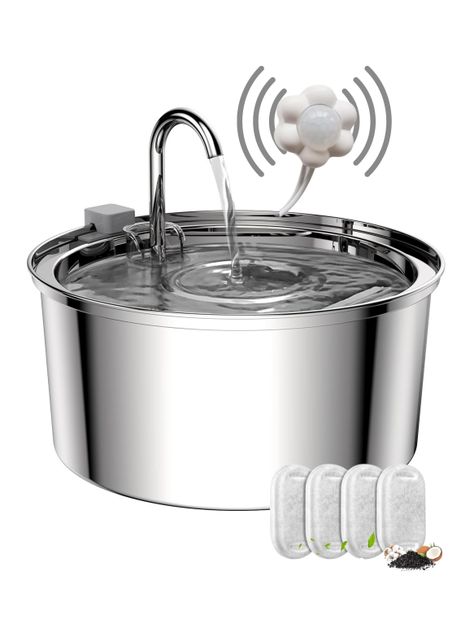 Bebedero Gato Inox Llave Silenciosa Sensor 4 Filtros-0