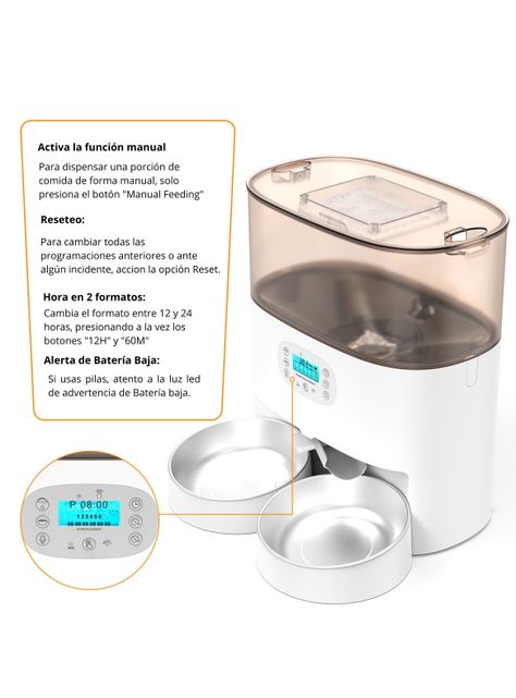 Dispensador Automático Comida Gato Doble Plato 5.6 L-2