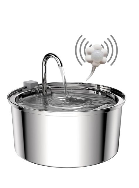 Bebedero Gato Acero Inox Llave Silenciosa Sensor Movimiento-0