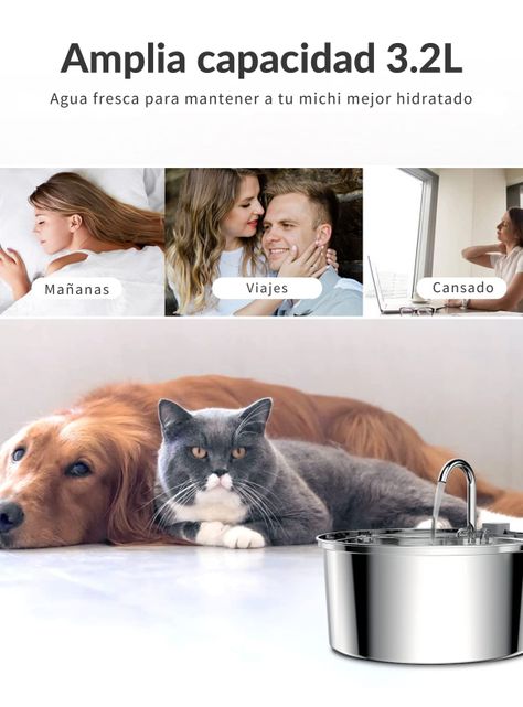 Bebedero Gato Acero Inox Llave Silenciosa Sensor Movimiento-3