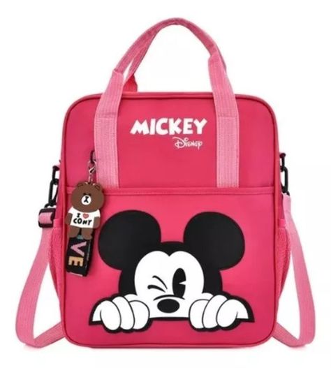 Mochila Bolso Escolar Disney Mickey Mouse Adultos y Niños - Rosa Oscuro-0