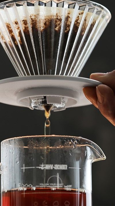 Dripper/gotero V60 Para Café - Vidrio + Base Blanca-1