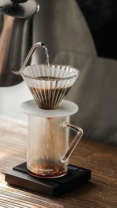 Dripper/gotero V60 Para Café - Vidrio + Base Blanca-2