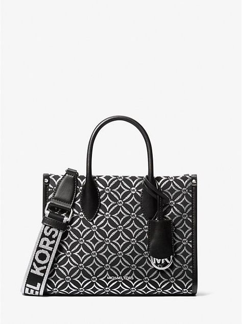 Cartera Michael Kora Mirella pequeña de jacquard con logotipo metálico Negro Merlot-0