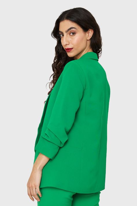 Blazer Manga 3/4 Con Pliegues Verde Nicopoly-3