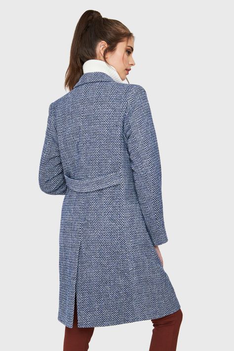 Abrigo Cruzado Patrón Espiga Azul Marino Nicopoly-3