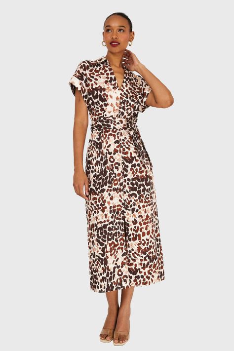 Vestido Safari Cuello Camisero Café Nicopoly-0