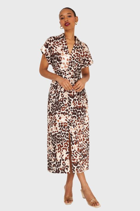 Vestido Safari Cuello Camisero Café Nicopoly-4