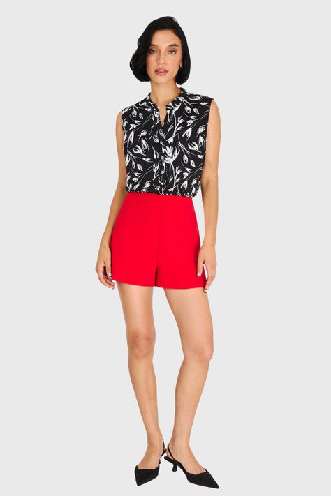 Blusa Cuello Mao Floral Negro Nicopoly-1