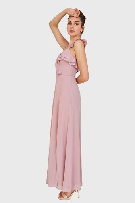 Vestido Largo Romántico Palo Rosa Nicopoly-2