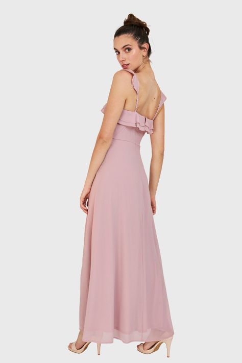 Vestido Largo Romántico Palo Rosa Nicopoly-3