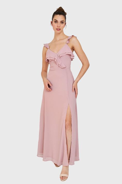 Vestido Largo Romántico Palo Rosa Nicopoly-4
