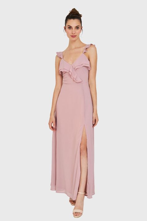 Vestido Largo Romántico Palo Rosa Nicopoly-1
