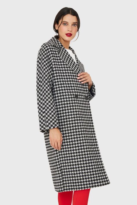 Abrigo Oversize Pied De Poule Blanco Nicopoly-2