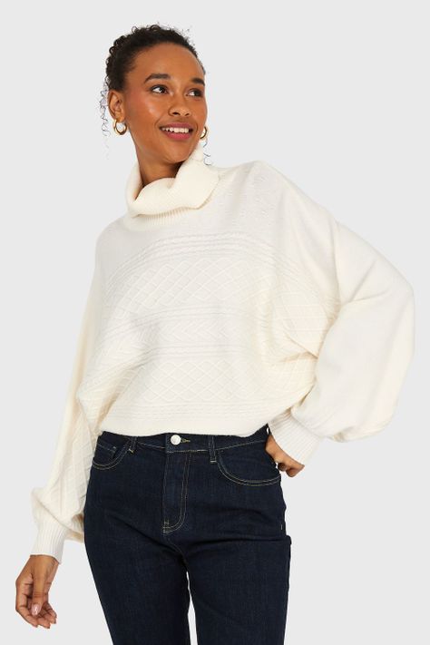 Sweater Manga Muerciélago Blanco Invierno Nicopoly-0