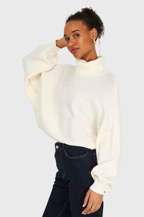 Sweater Manga Muerciélago Blanco Invierno Nicopoly-2