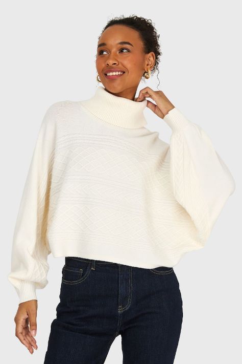 Sweater Manga Muerciélago Blanco Invierno Nicopoly-4