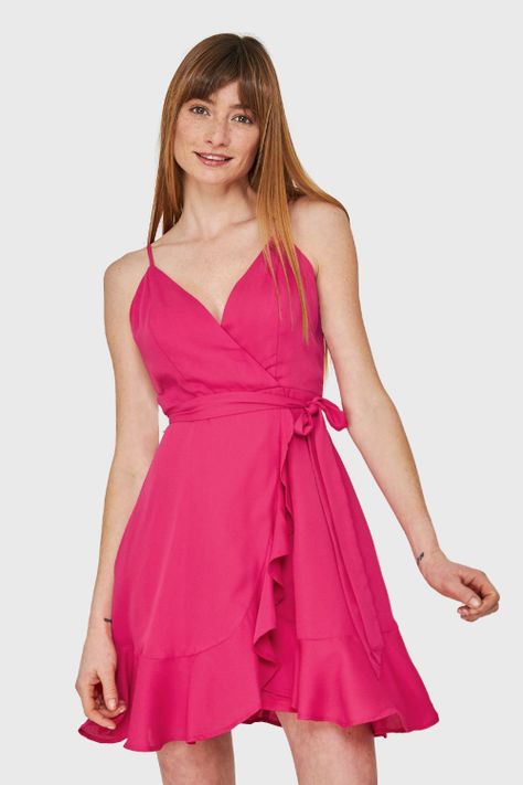 Vestido Corte Tulipán y Lazo Fucsia Nicopoly-0