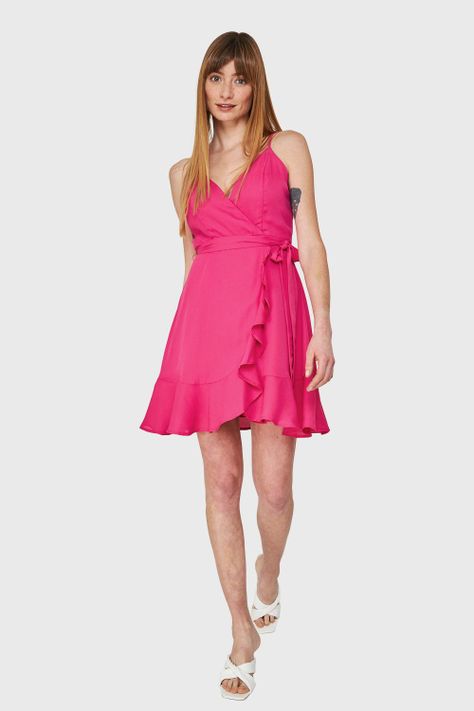 Vestido Corte Tulipán y Lazo Fucsia Nicopoly-1