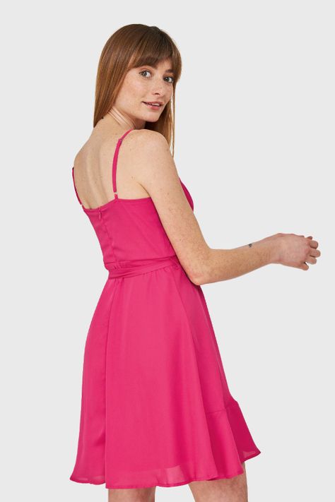 Vestido Corte Tulipán y Lazo Fucsia Nicopoly-3