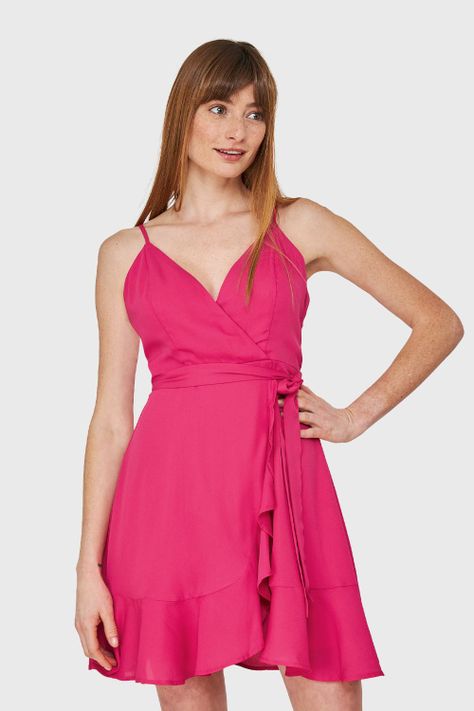 Vestido Corte Tulipán y Lazo Fucsia Nicopoly-4