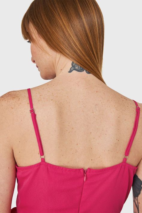 Vestido Corte Tulipán y Lazo Fucsia Nicopoly-5